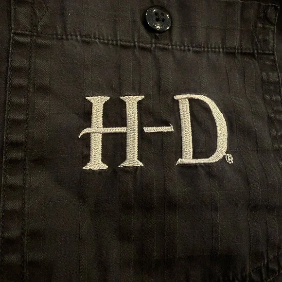 Harley-Davidson Vintage Washed Black Button Up Shirt Big Back Logo Size S - Picture 4 of 9